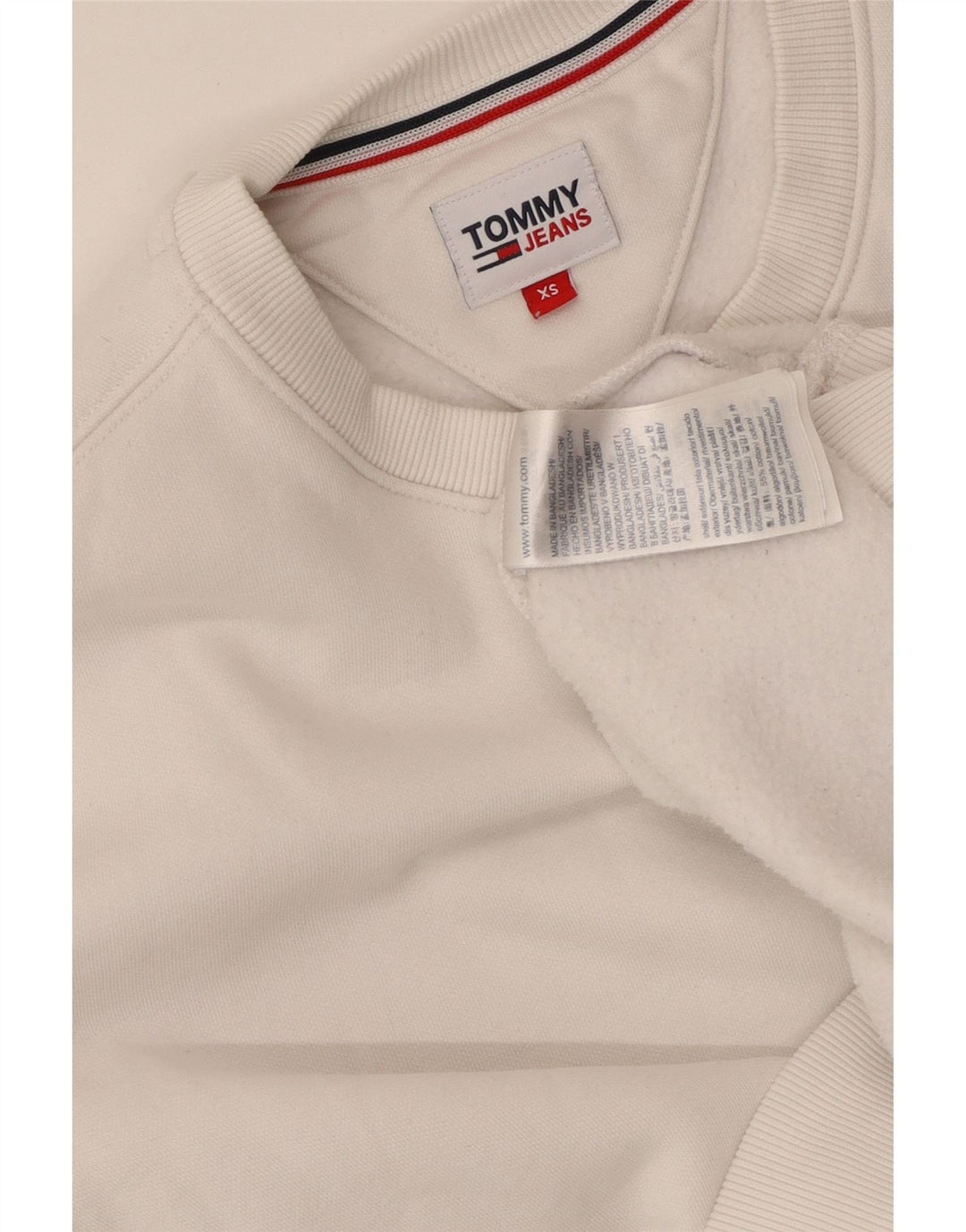TOMMY HILFIGER Damen Übergroßer Sweatshirt-Pullover UK 6 XS Weiße Baumwolle