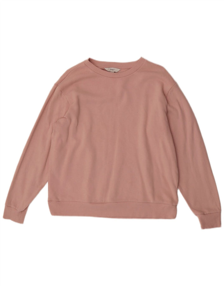 Marks & Spencer übergroßer Damen-Sweatshirt-Pullover, UK 14, mittelrosa, Baumwolle