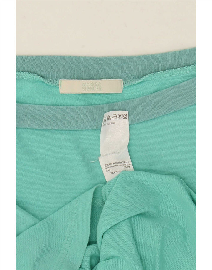 Marks & Spencer Damen Langarm-Schulteroberteil UK 14 Mittelgrün