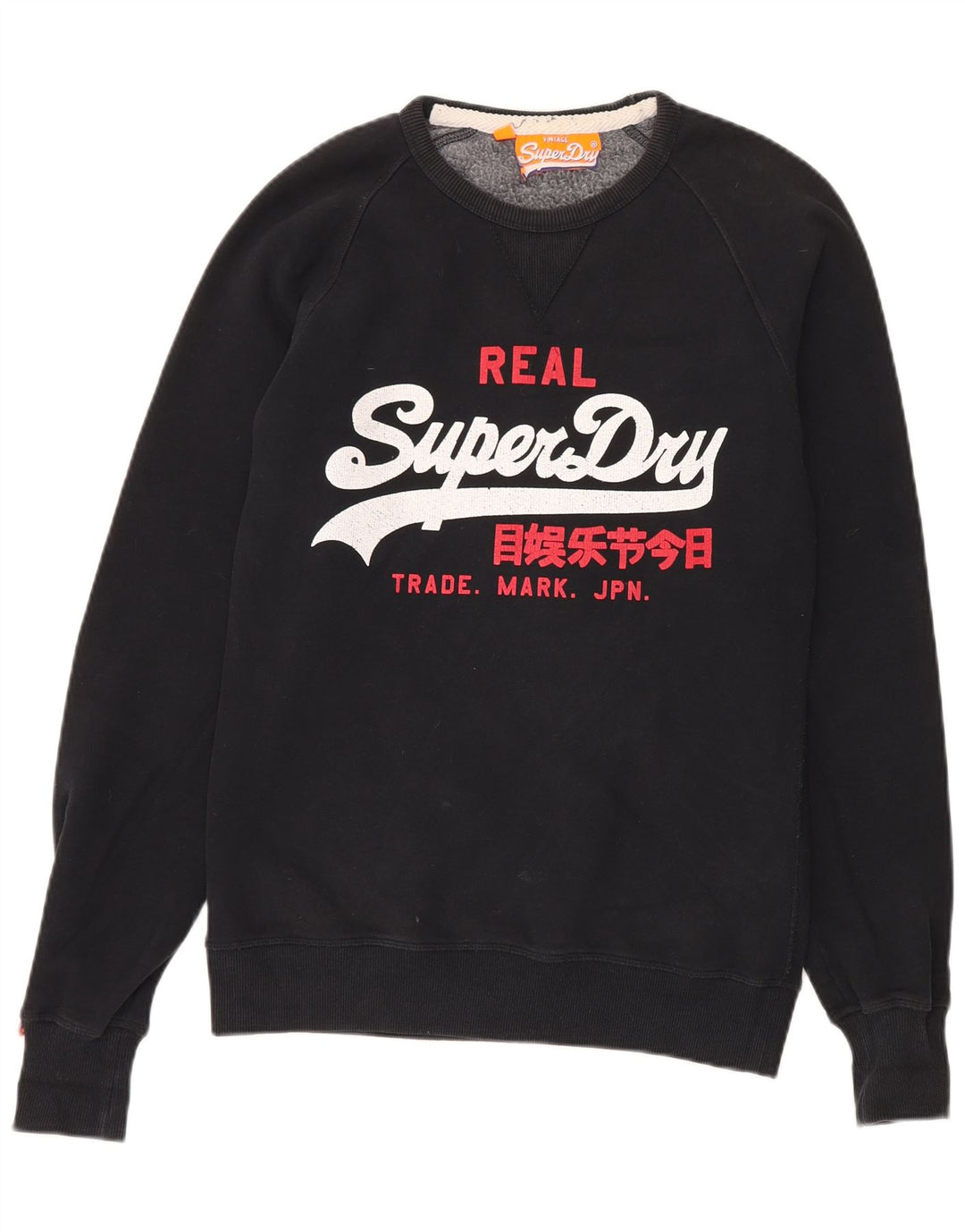 Superdry Herren Grafik-Sweatshirt-Pullover aus mittelschwarzer Baumwolle