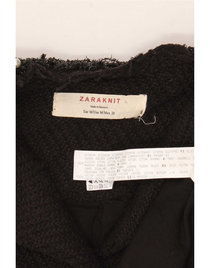 Zara Damen Mantel UK 12 Mittelschwarze Baumwolle
