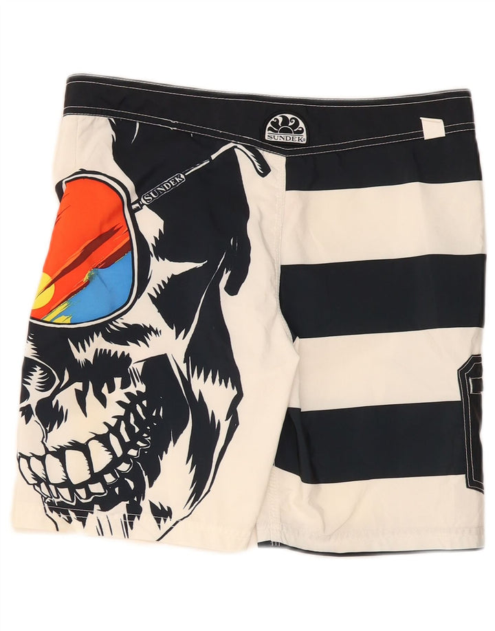 Sundek Badeshorts für Jungen mit Grafik, 13–14 Jahre, weißes Colourblock-Polyester