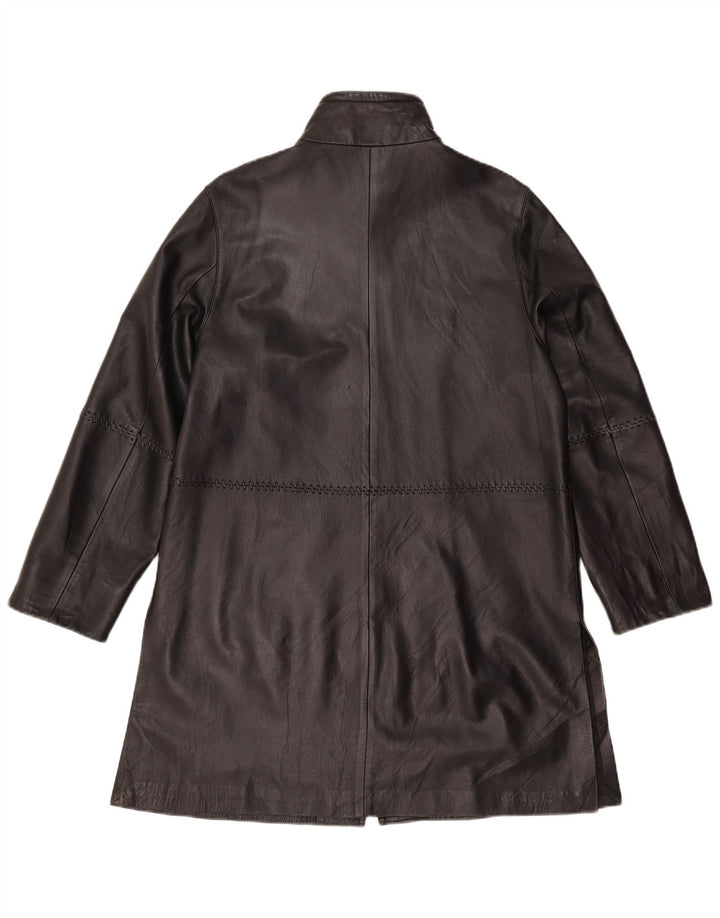 Vintage Damen Ledermantel UK 12 Mittelschwarzes Leder