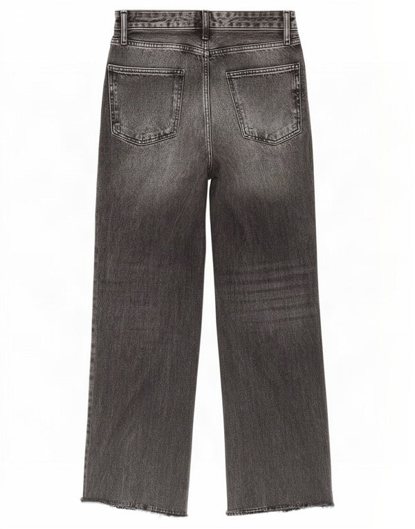Zara Damen-Jeans mit hoher Taille und weitem Bein, EU 34, 2XS, W24, L31, graue Baumwolle
