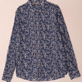 Vintage Herrenhemd XL Blau geblümt Baumwolle