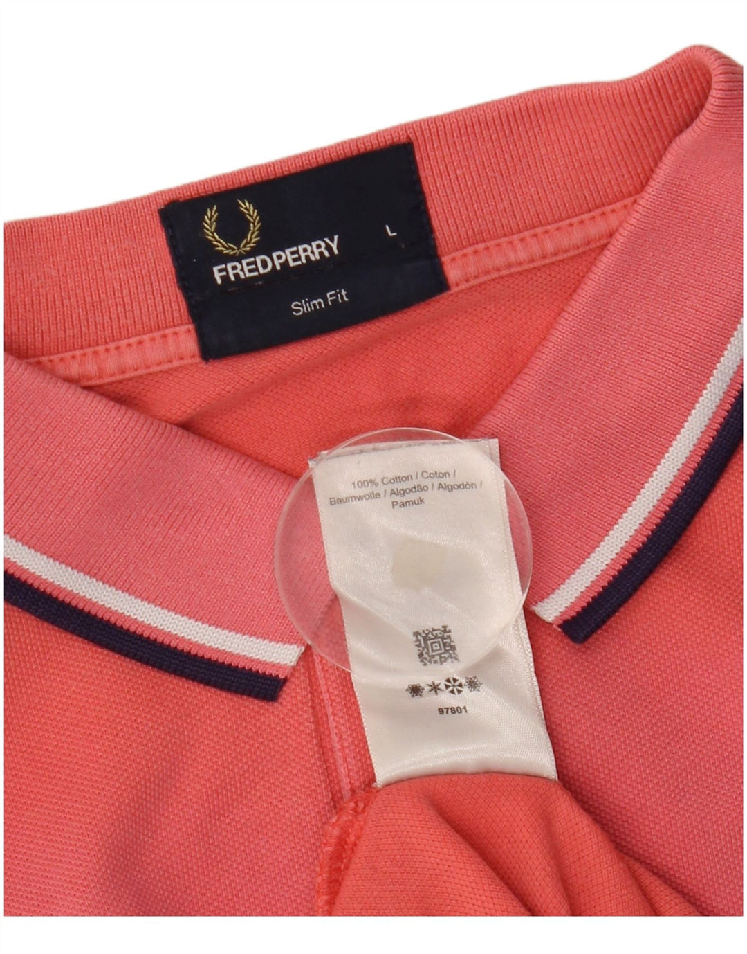 Fred Perry Herren-Poloshirt mit schmaler Passform, große rosa Baumwolle