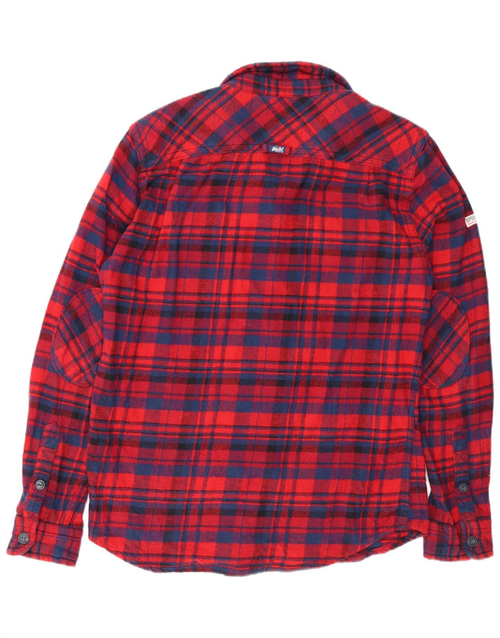 Superdry Herren-Flanellhemd, groß, rot kariert, Baumwolle