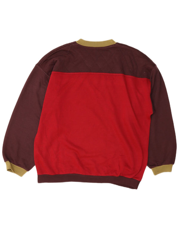 Vintage Herren-Sweatshirt mit Grafik, groß, Burgunderrot, Farbblock