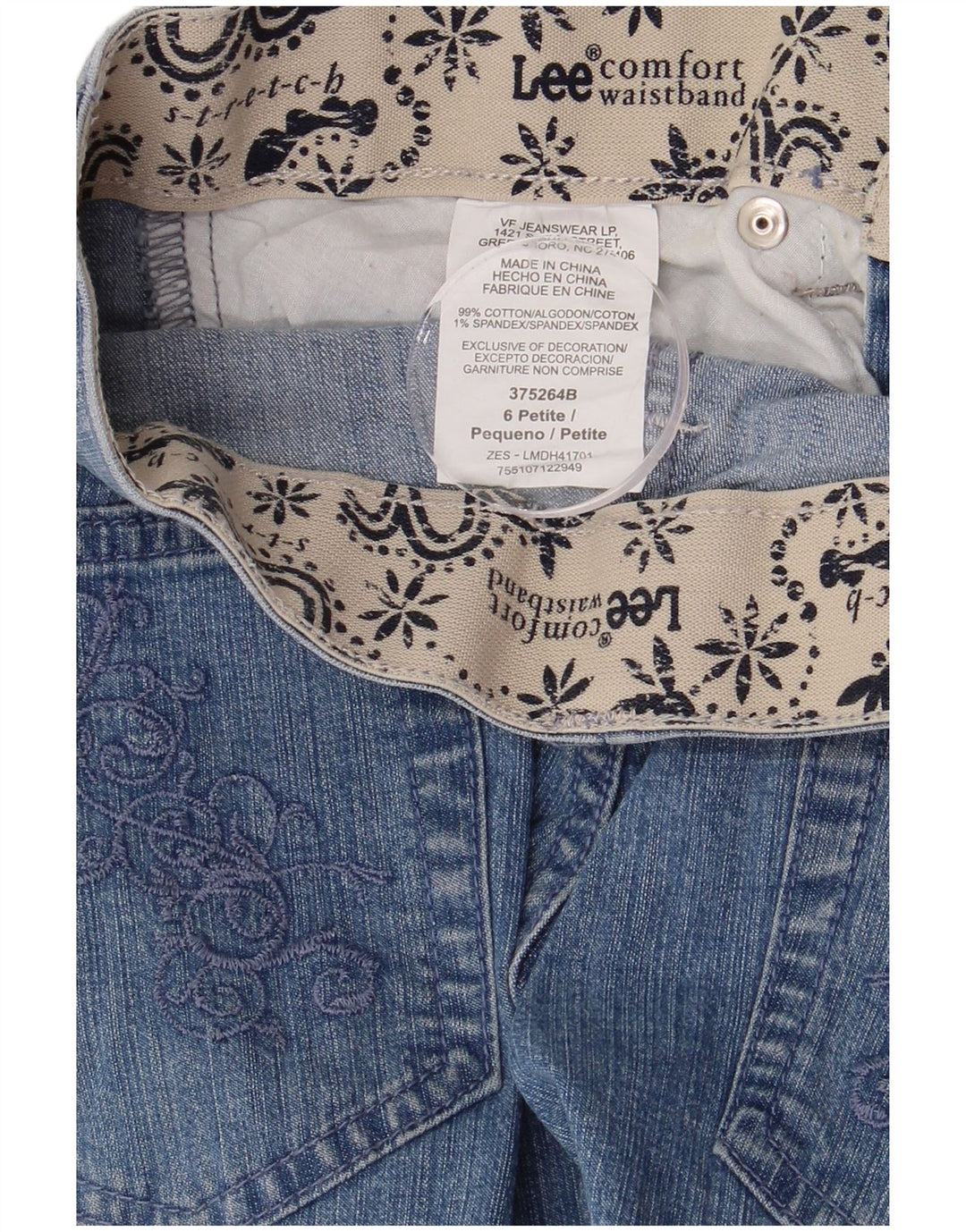 LEE Damen Jeansshorts US 6 Medium W29 Blaue Paisley-Baumwolle