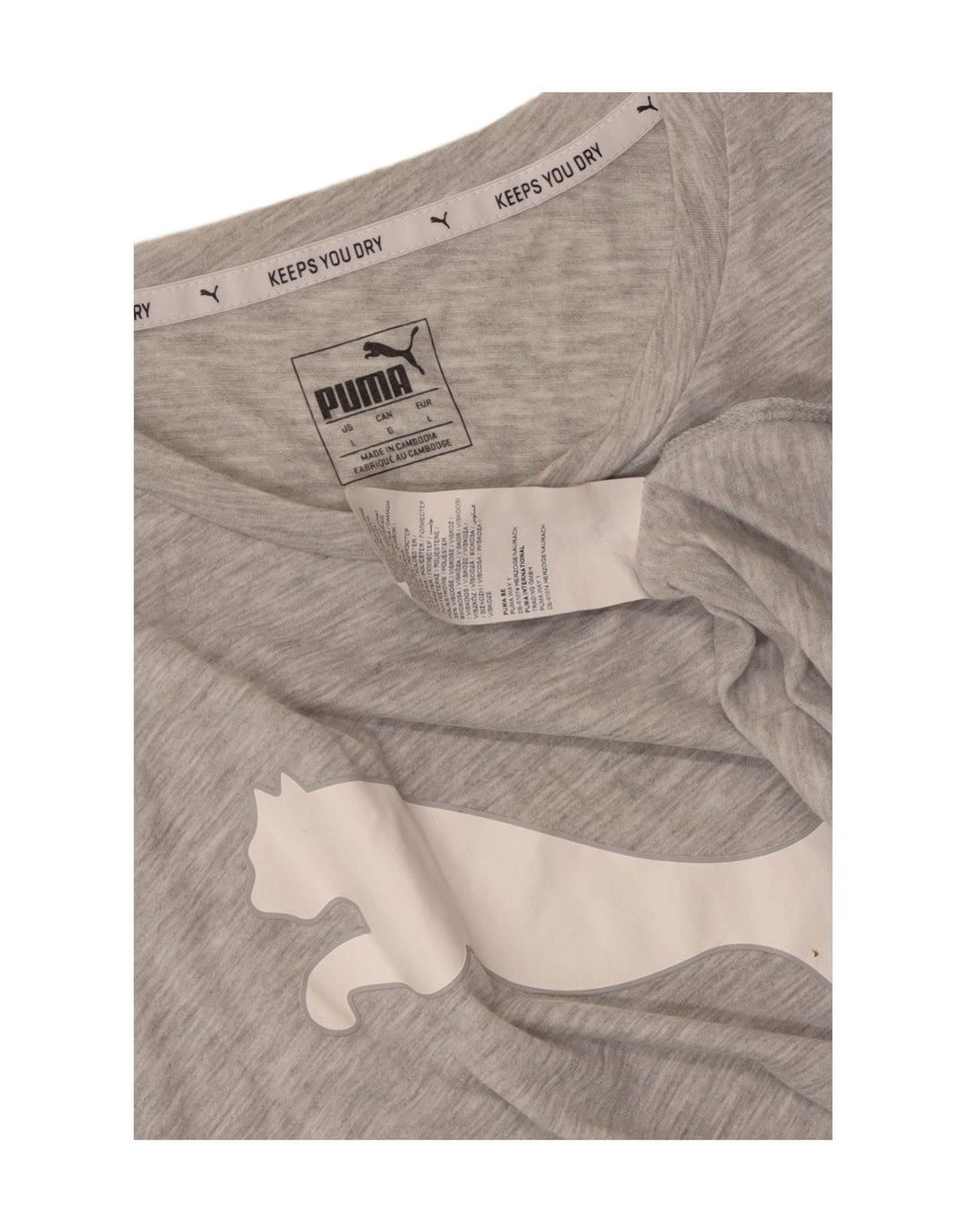 Puma Womens Graphic T-Shirt Top UK 14 Large Grau geflecktes Polyester