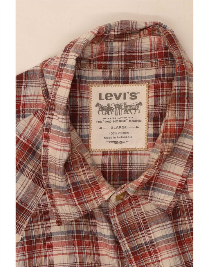 Levi's Herren-Kurzarmhemd XL, braun kariert, Baumwolle