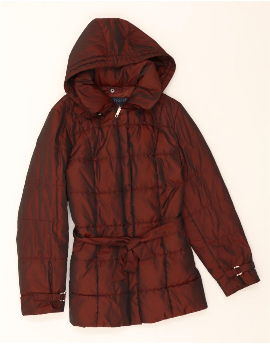 VINTAGE Womens Hooded Padded Jacket IT 44 Medium Maroon Vintage Vintage and Second-Hand Vintage from Messina Hembry 