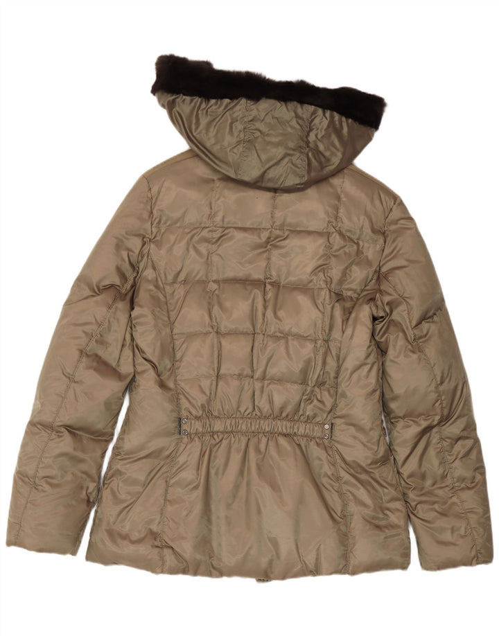 Geox Womens Respira Hooded Wattierte Jacke UK 14 Medium Khaki Polyester