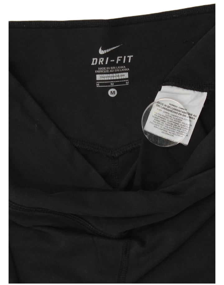 Nike Damen Dri Fit Trainingshose UK 12 Mittelschwarze Baumwolle