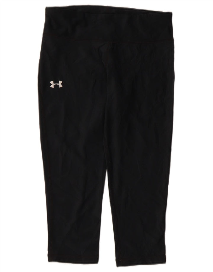 UNDER ARMOUR Womens Heat Gear Capri-Leggings UK 8 Small Schwarz Polyester