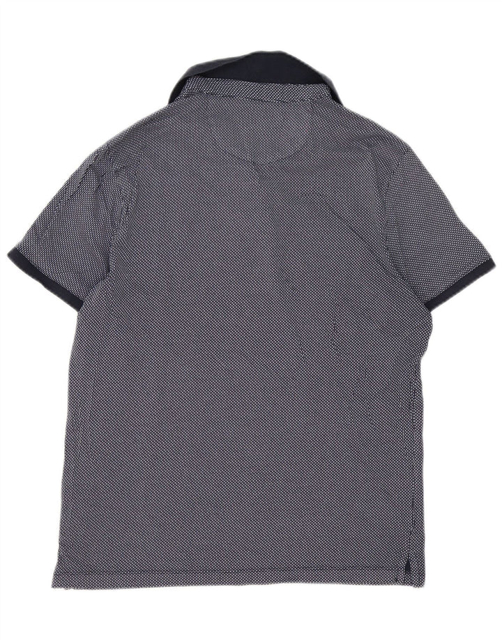 Michael Kors Herren-Poloshirt aus mittelblauer Gingham-Baumwolle in Marineblau