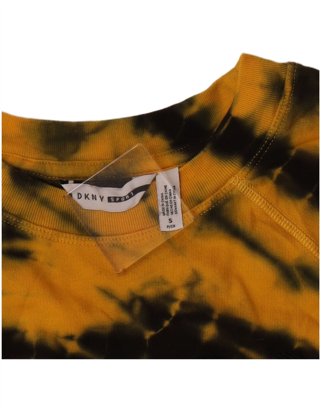 Dkny Damen-Sweatshirt, übergroß, mit Grafik, Gr. 10, Größe S, Gelb, Batikfärbung