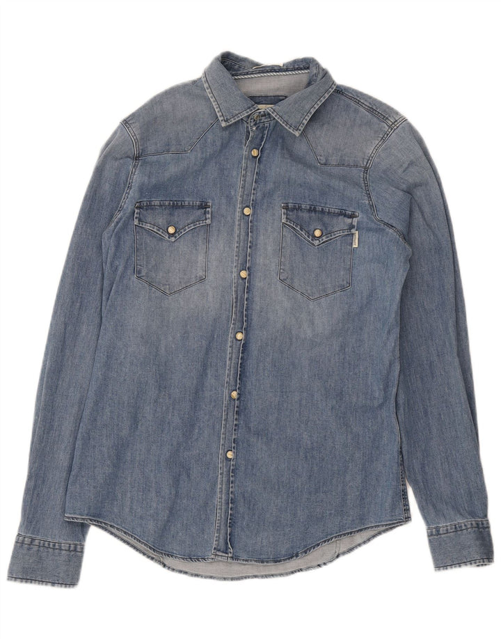 Roy Rogers Herren-Jeanshemd aus mittelblauer Baumwolle