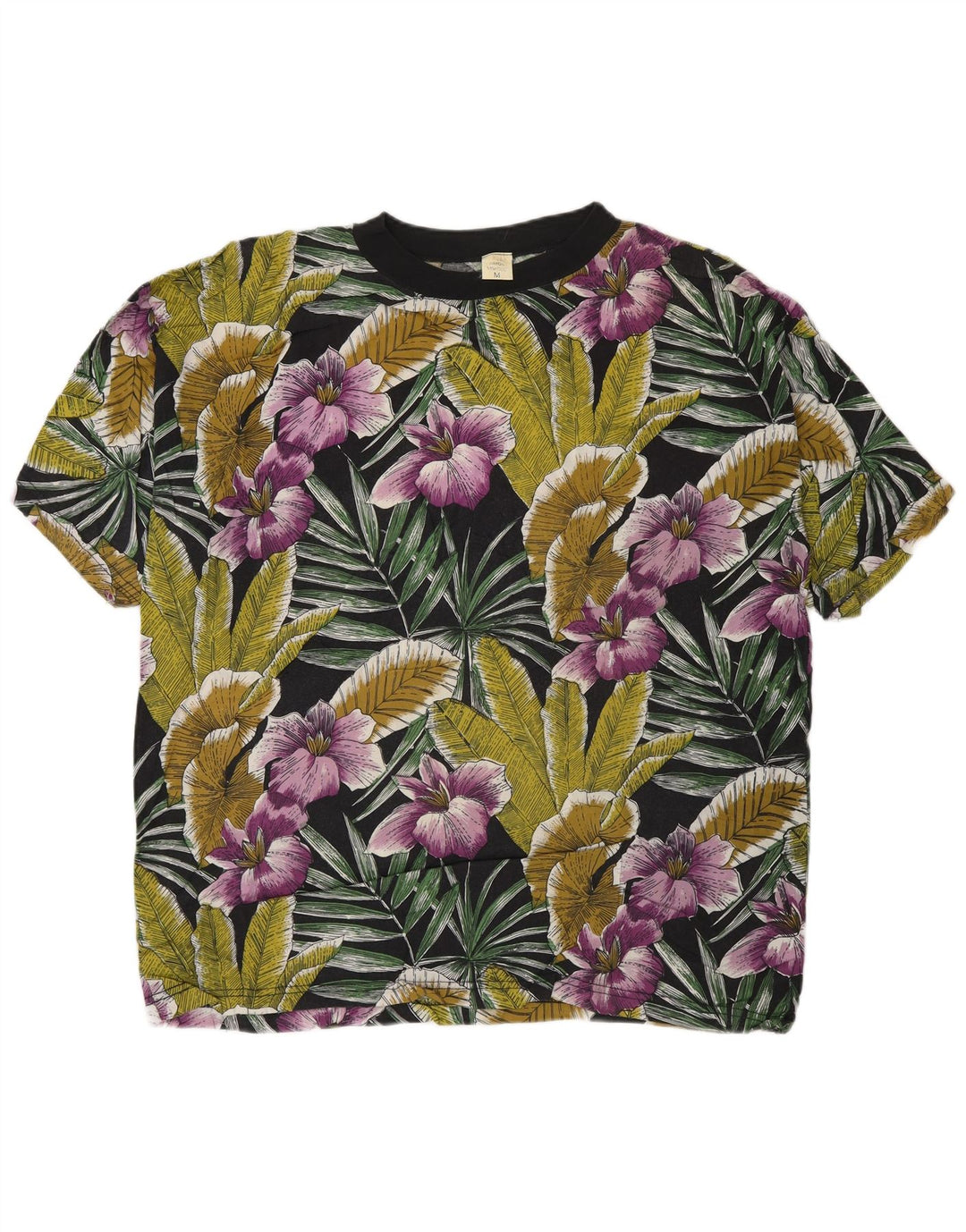 Vintage Herren T-Shirt Top Medium Mehrfarbig Blumen Rayon