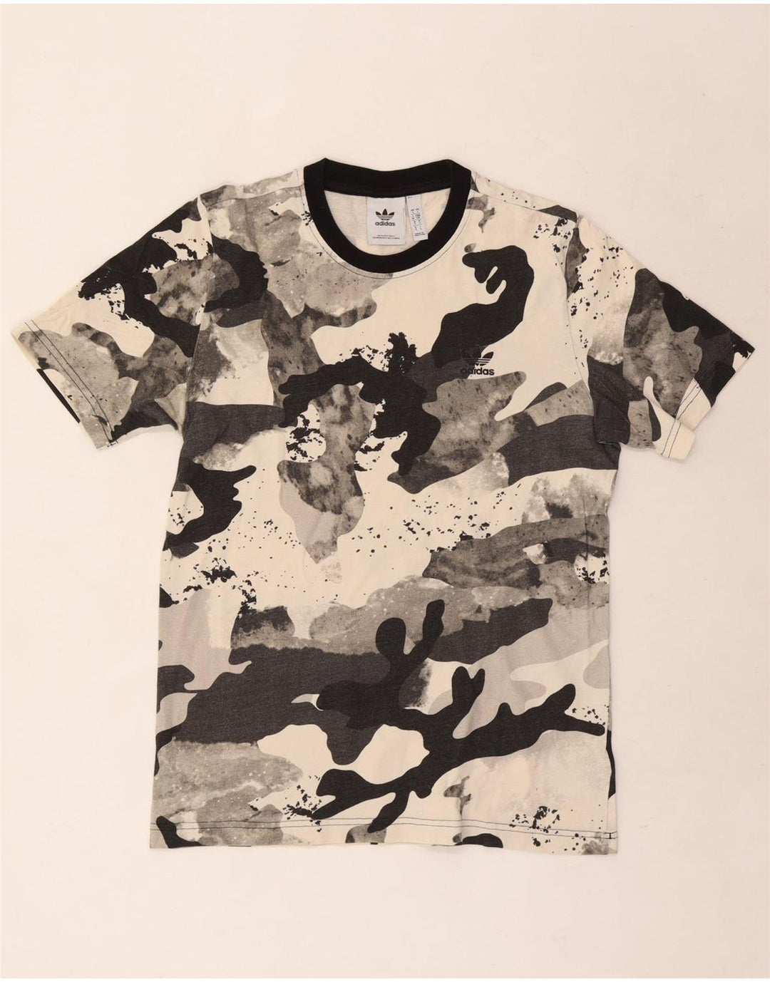 Adidas Herren T-Shirt Top Small Grau Camouflage Baumwolle