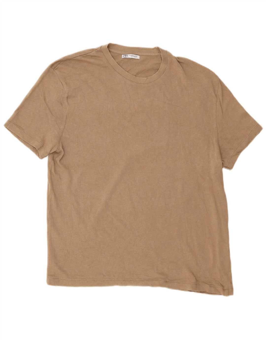 Zara Herren T-Shirt Top XL Beige Baumwolle
