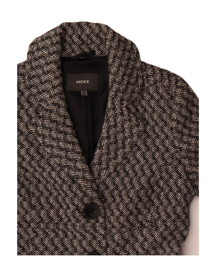 Mexx Damenmantel UK 12 Mittelgrau gestreifte Wolle
