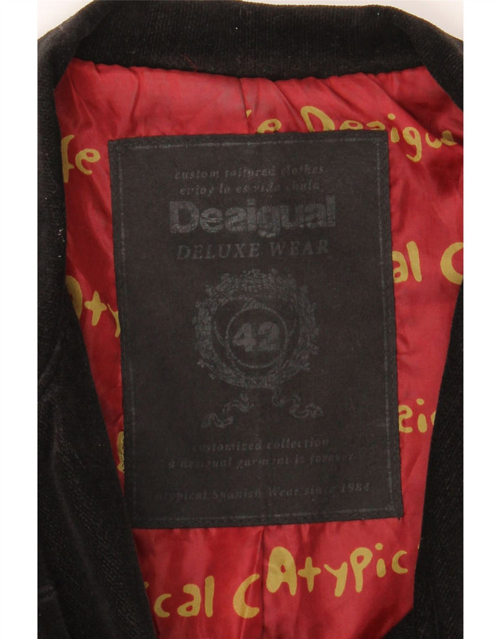 DESIGUAL Womens Overcoat EU 42 Large Black Patchwork Cotton Vintage Desigual and Second-Hand Desigual from Messina Hembry 