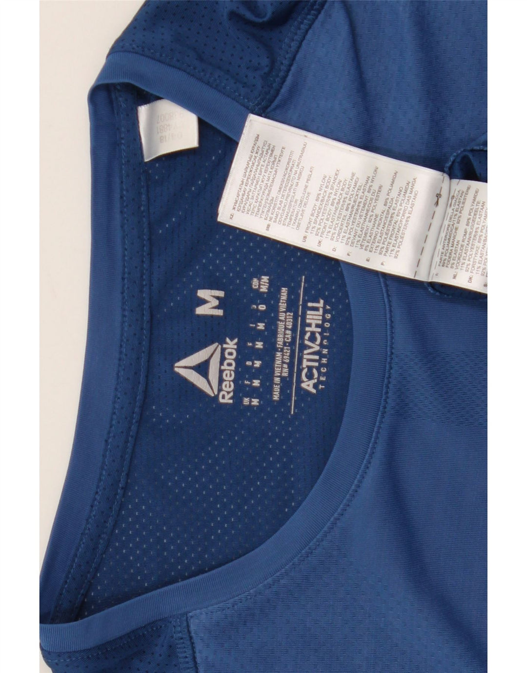 Reebok Herren T-Shirt Top Mittelblaues Nylon