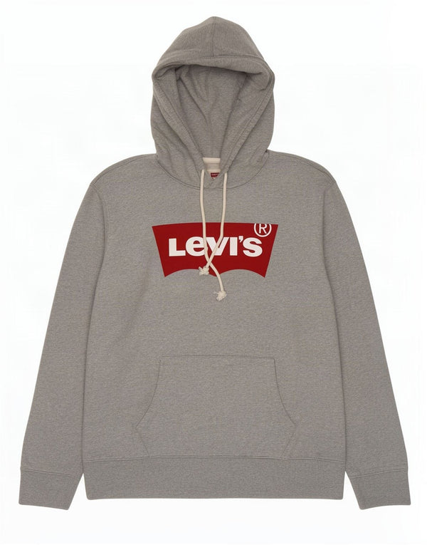 Levi's Herren-Kapuzenpullover mit Standard-Grafik, Größe L, aus grauer Baumwolle