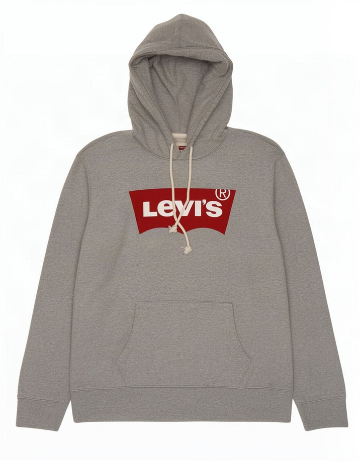 Levi's Herren-Kapuzenpullover mit Standard-Grafik, Größe L, aus grauer Baumwolle