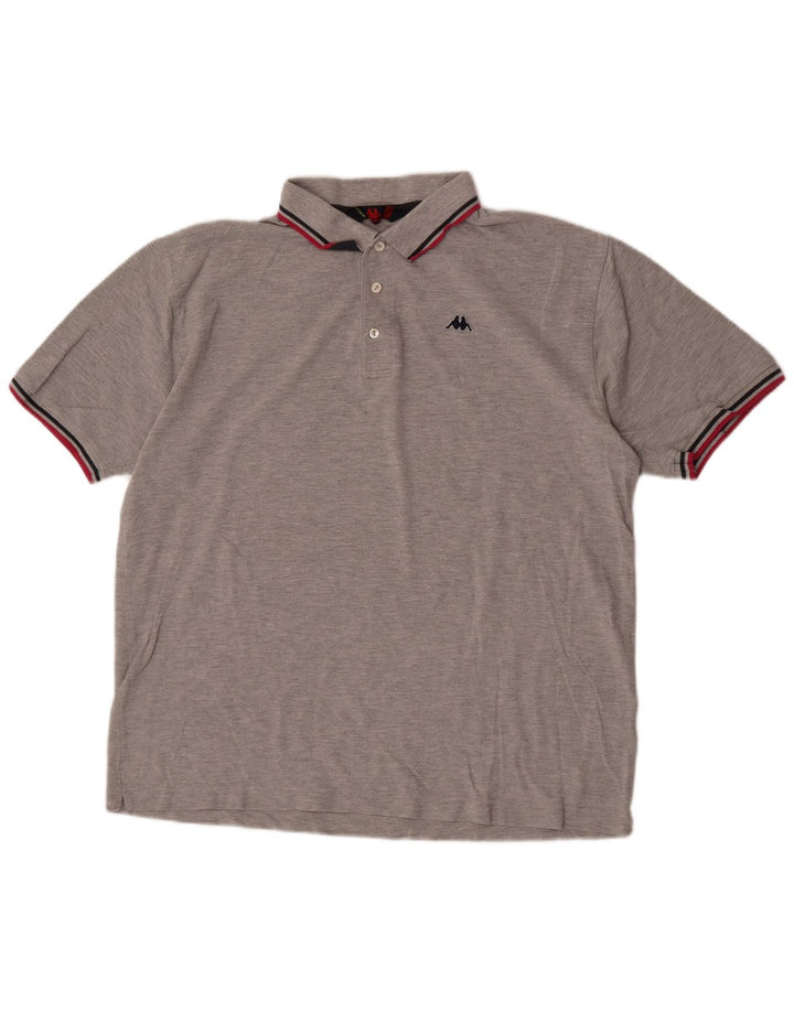 Kappa Herren Poloshirt 2XL Grau gefleckte Baumwolle