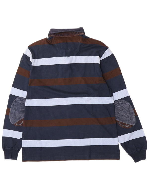Paul & Shark Herren-Langarm-Poloshirt, groß, marineblau, gestreift, Baumwolle