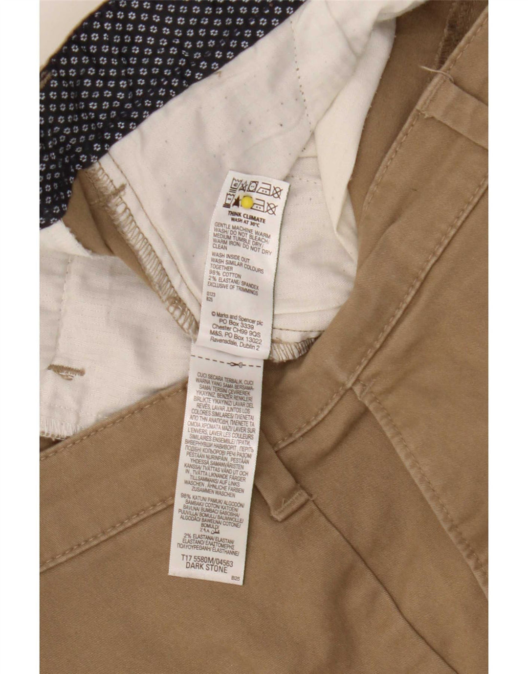 Marks & Spencer Herren-Chinoshorts W34, Größe L, Beige, Baumwolle