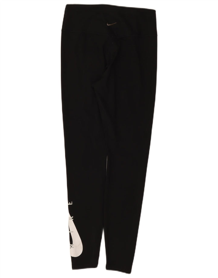 Nike Damen Dri Fit Graphic Leggings UK 12 Mittelschwarzes Polyester