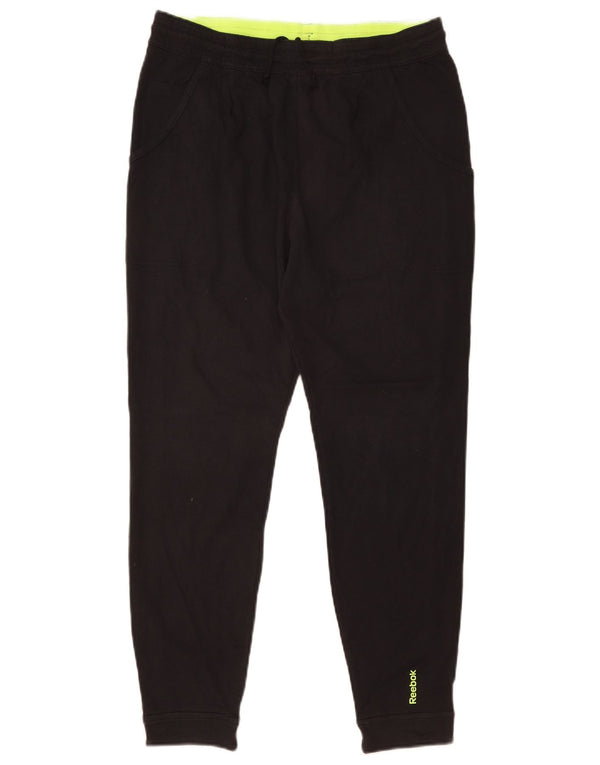 Reebok Damen Trainingshose Jogger UK 14 Medium Schwarz Baumwolle
