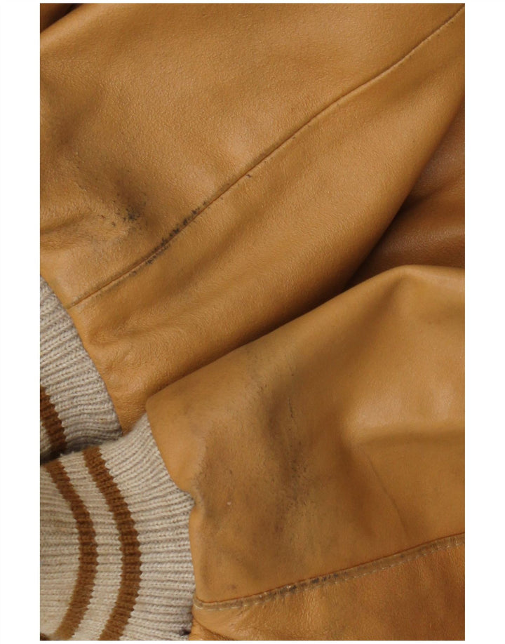 Vintage Herren Bomber Lederjacke UK 42 XL Beige Leder