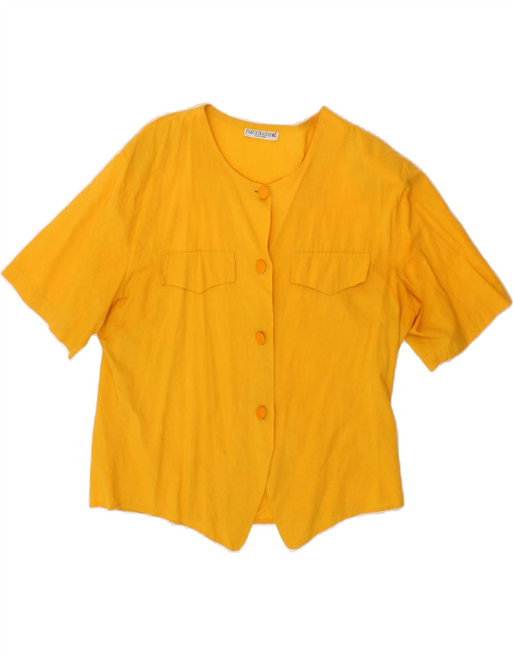 VINTAGE Womens Short Sleeve Shirt Blouse UK 12 Medium Yellow Vintage Vintage and Second-Hand Vintage from Messina Hembry 