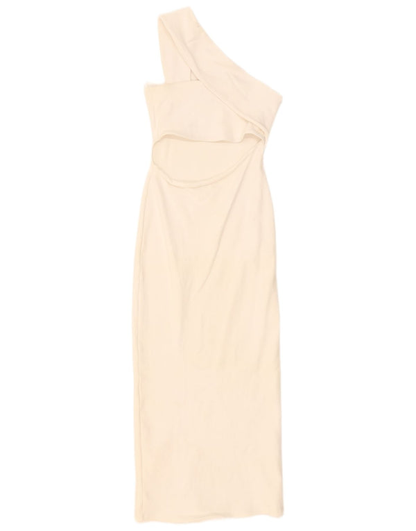 Zara Damen One-Shoulder-Bodycon-Kleid UK 14 Large Off White Cotton
