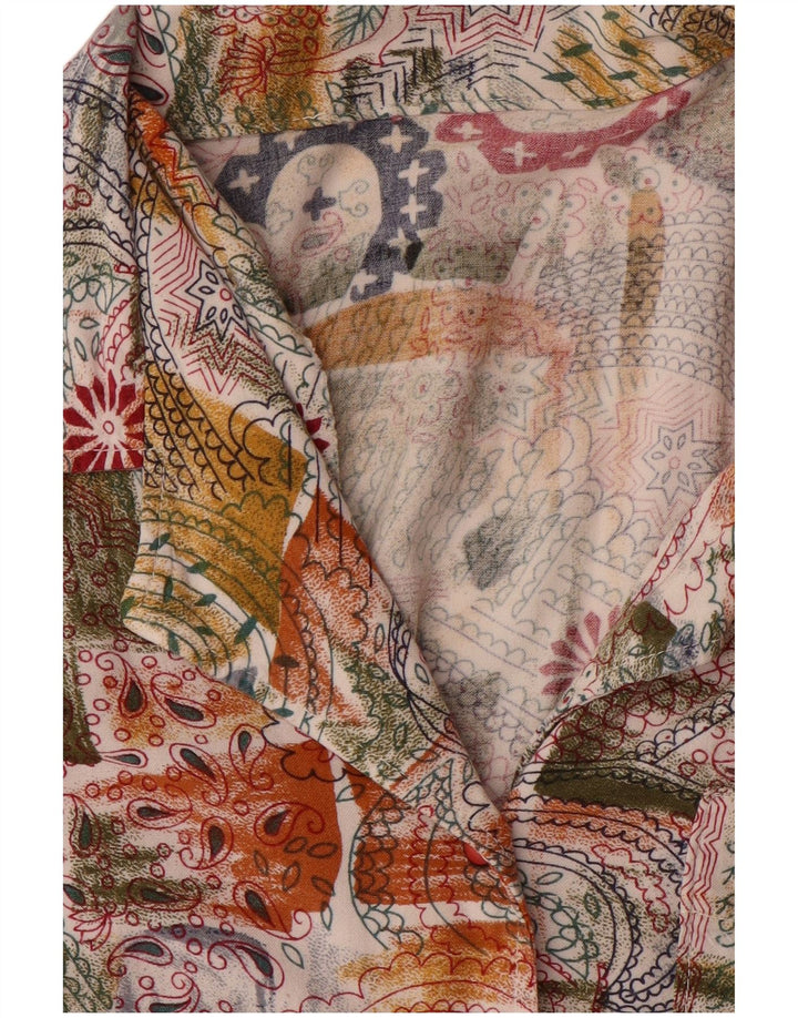 VINTAGE Womens Abstract Pattern Shirt UK 14 Medium Beige Bohemian