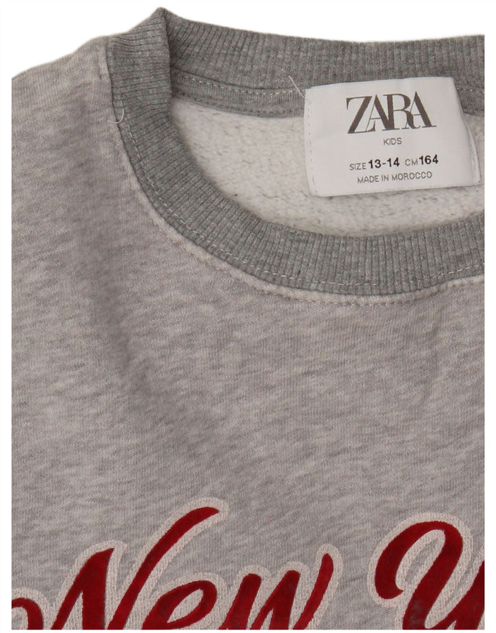 Zara Jungen-Sweatshirt mit Grafik, 13–14 Jahre, Grau