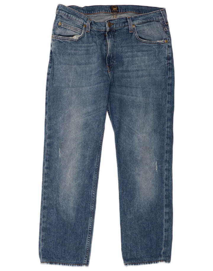 Lee Herren Rider Straight Jeans W34 L26 Blaue Baumwolle