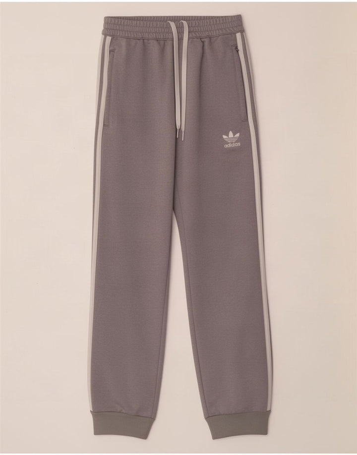 Adidas Herren-Trainingshose, Jogginghose, klein, grau, Polyester