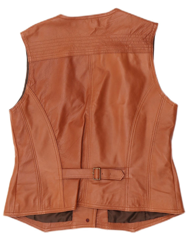 Prieto Damen Crop Lederweste UK 12 Mittelbraun