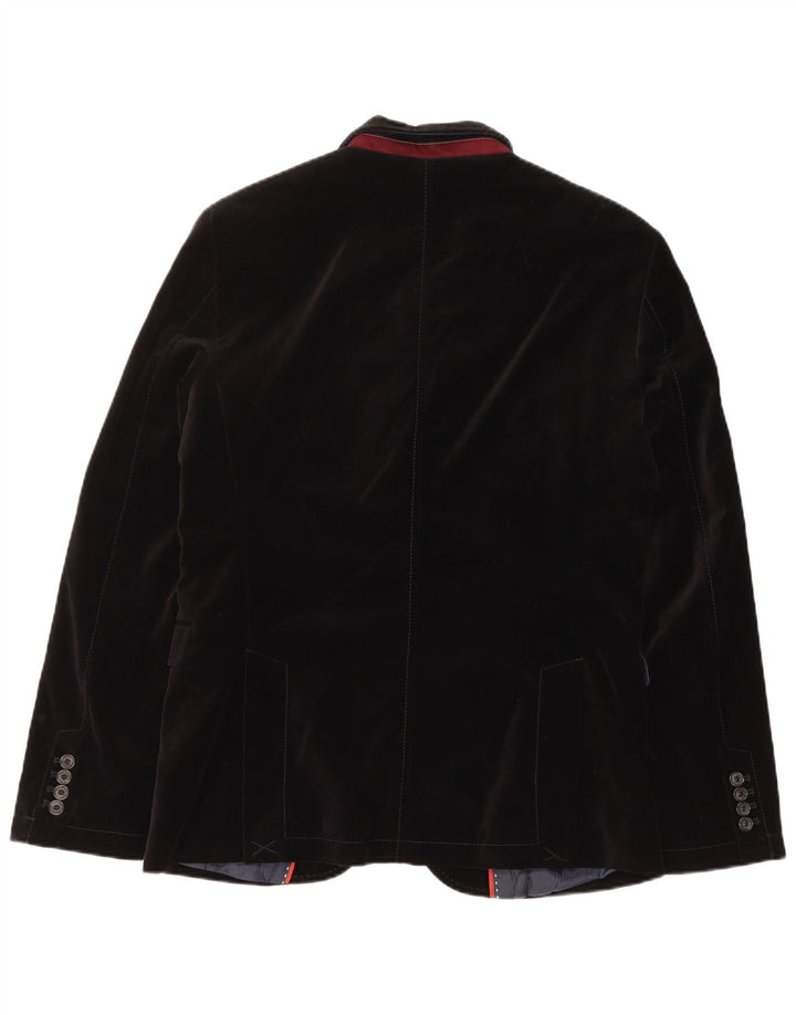 Zara Herren-Blazer aus Samt mit 2 Knöpfen, EU 50, mittelschwarze Baumwolle