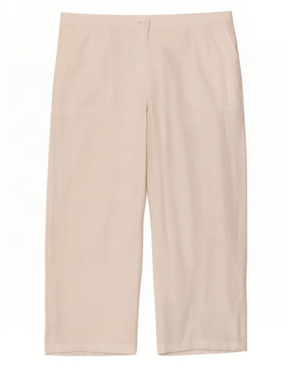 Marks & Spencer Damen-Chinohose mit weitem Bein, UK 18, XL W38 L27, weißes Leinen