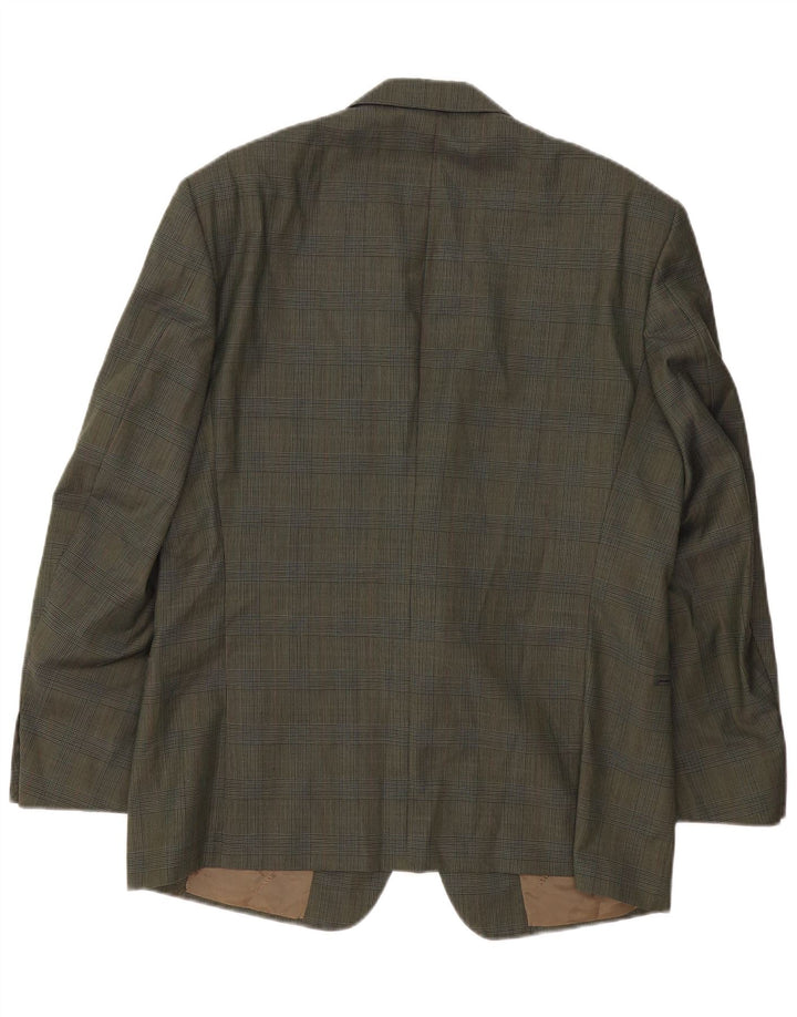 TRUSSARDI Herren 2-Knopf-Blazerjacke IT 54 2XL Khaki karierte Wolle