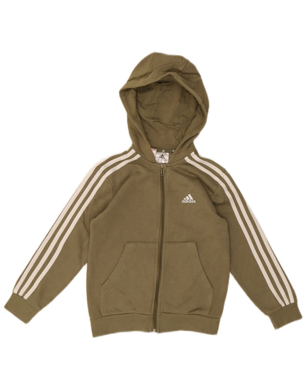 Adidas Jungen Kapuzenpullover mit Reißverschluss, 7–8 Jahre, grüne Baumwolle
