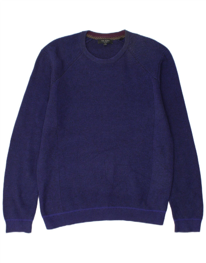 Ted Baker Herren-Pullover mit Rundhalsausschnitt, Größe 4, groß, marineblaues Polyester