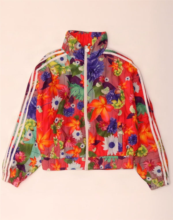 Adidas Mädchen-Trainingsanzug-Top-Jacke, 11–12 Jahre, mehrfarbig, Blumenmuster