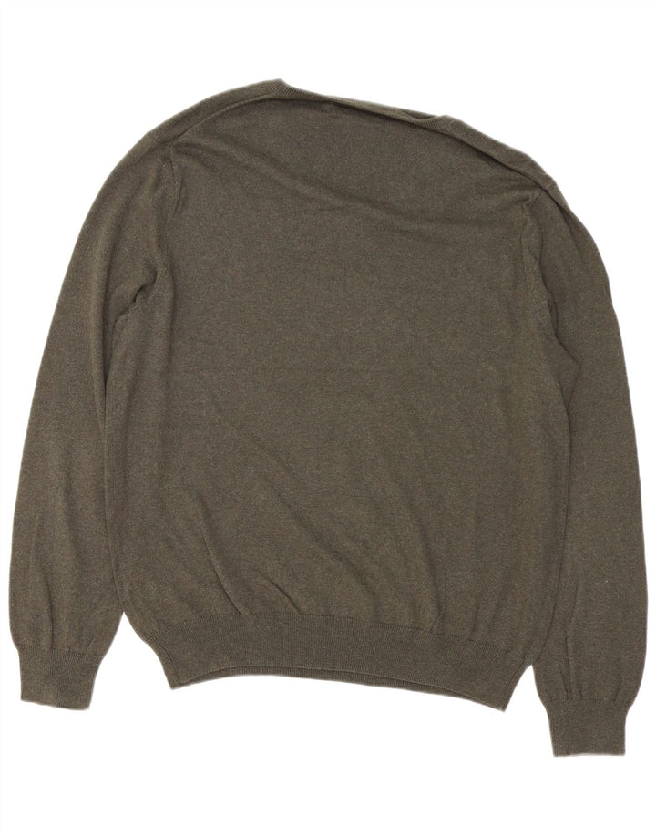 J. CREW Herren-Pullover mit V-Ausschnitt, groß, Khaki, Baumwolle